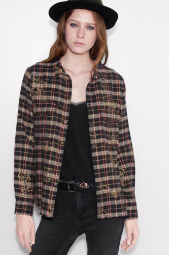 Chemisier écossais Zadig & Voltaire Taille 38 - Rouge Et Noir - Coton - Très Bon état