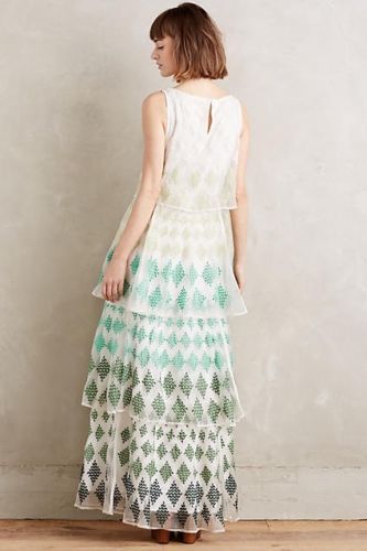 Pre-owned Anthropologie By Not So Serious Embroidered Cypress Maxi Dress Size S In Multicolor