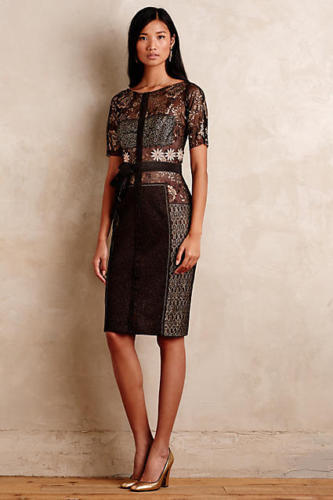 byron lars black lace dress Anthropologie Beguile Byron Lars Mona Black Lace Button Front knit midi  Dress 0