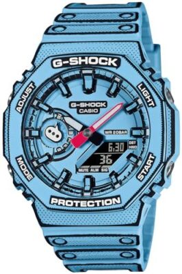 Pre-owned Casio G-shock Manga Theme Ga-2100mng-2ajr Men's Watch Octagon Blue Japan