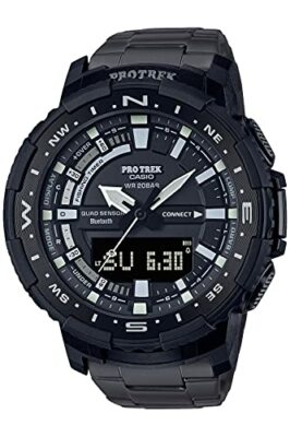 Pre-owned Casio Pro Trek Connected Prt-b70yt-1jf Bluetooth Mobile Titanium Band Men Watch