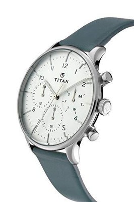 Pre-owned Titan Light Leathers Analog White Dial Men's Watch-90102sl03 / 90102sl03