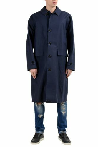 Hugo Boss Gustav Men s Wool Navy Blue Trench Coat eBay