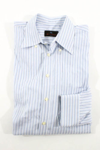 Etro Blue/Multicolor Printed Ramie Button Front Tunic Shirt