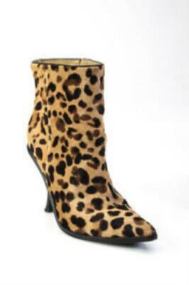 Pre-owned Sigerson Morrison - Hongy Pointed Toe Leopard Boots Free Shipping