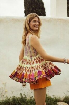 ANTHROPOLOGIE TANVI KEDIA LORELAI BEADED BABYDOLL SWING BLOUSE TOP $148