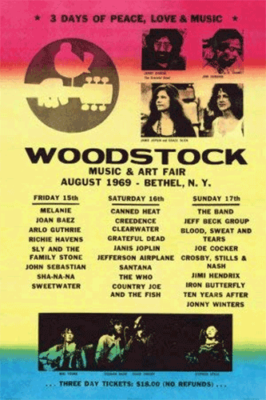 Woodstock Line-Up 1969 Art Print Poster 24x36