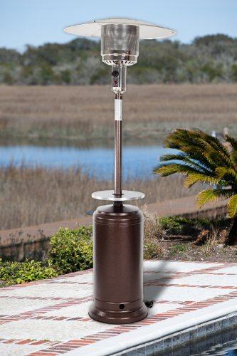 Fire Sense Standard Series Patio Heater with Adjustable Table, Hammer Tone Bronz