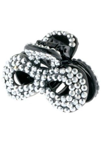 Gucci Hair Clip Accessory Black Logo Rhinestone Acrylic