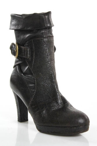 HENRY BEGUELIN Size 8.5 Grey Crocodile Embossed Leather Knee High