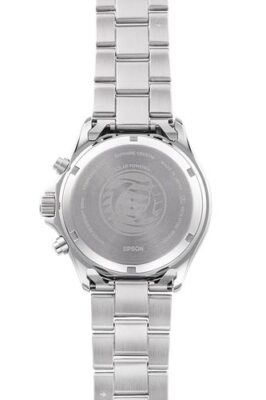 Pre-owned Orient Mako Rn-tx0203s White Panda Solar Chronograph Men's Watch Inbox Fedexdhl