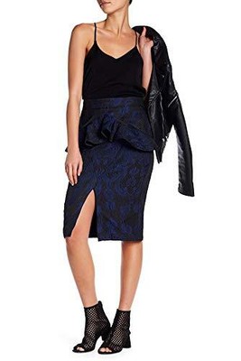 

Жаккардовая юбка-карандаш с баской Kendall - Kylie, черная, мульти-средняя, Black multi