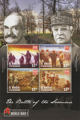 St. Vincent 2015 - World War l Battle of Somme - Sheet of 4 Stamps - MNH