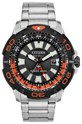 BRAND NEW CITIZEN Men's Eco-Drive PROMASTER GMT Silver Bracelet WATCH BJ7129-56E