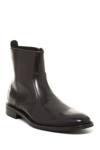 Gordon Rush BlackLeather Side Buckle Square Toe Ankle Boots 