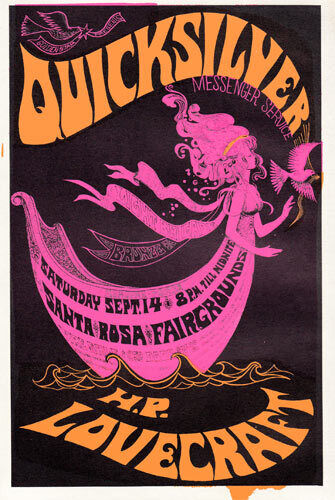 Quicksilver Messenger Service HP Lovecraft RARE 1968 Santa Rosa Concert Handbill
