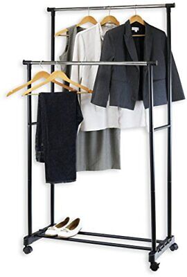 Double Rod Portable Clothing Hanging Garment Rack