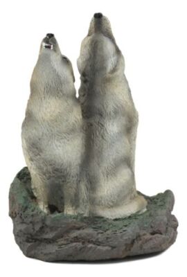 Ebros Gift Howling Twin Gray Wolves Incense Burner Figurine 5.5 Inch Tall