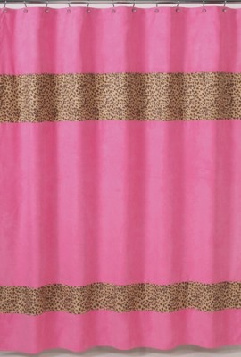 CHEETAH PINK ANIMAL PRINT GIRLS FABRIC BATH SHOWER CURTAIN S