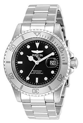 Invicta Men's 34022 Pro Diver Quartz 3 Hand Black Dial Stainless Steel Watch