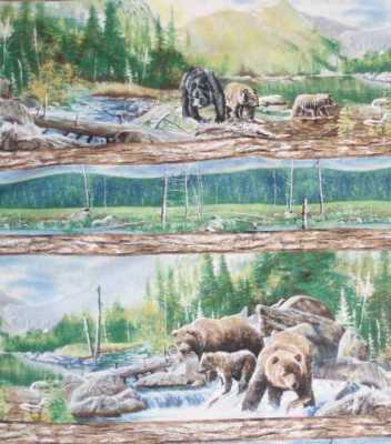 Bear Mountain bears wildlife stripe Wilmington fabric