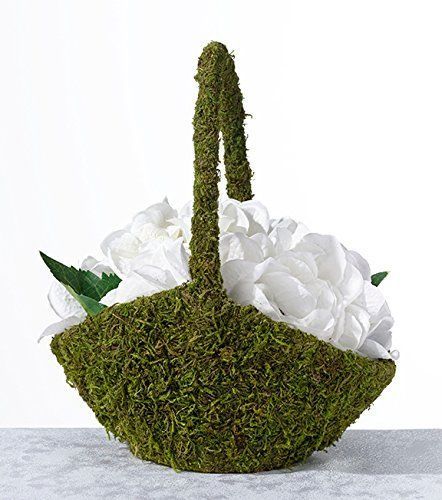 Lillian Rose Rustic Moss Green Wedding Flower Girl Basket