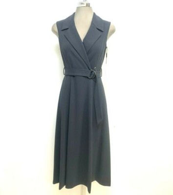 Женское миди-платье Calvin Klein Womens Fit & Flare с поясом, цвет древесного угля, 6