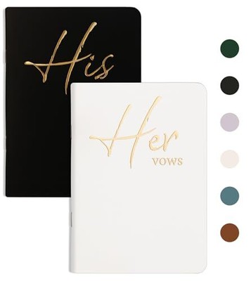 Vow Books His and Hers Wedding Vow Books with Gold Foil Lettering Perfect Wed...