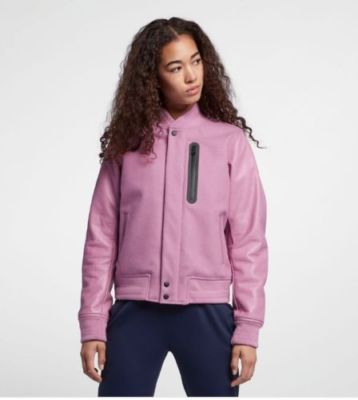 Pre-owned Nike $500 Women's  Lab Destroyer Wool Leather Jacket Rare Color Small In Pink