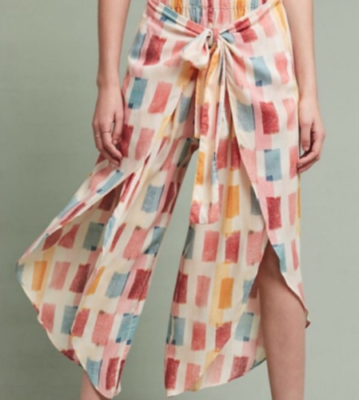 Lilka Anthropologie Small Watercolor Multicolored Dahlia Palazzo Wrap Pants GUC eBay