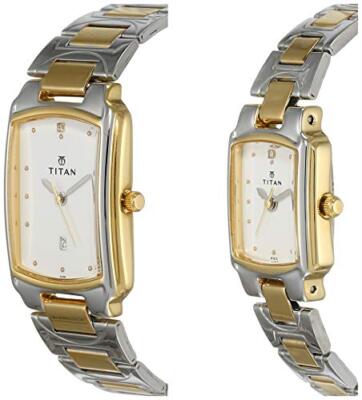 Pre-owned Titan Bandhan Analog White Dial Couple Watch-nl19552955bm01