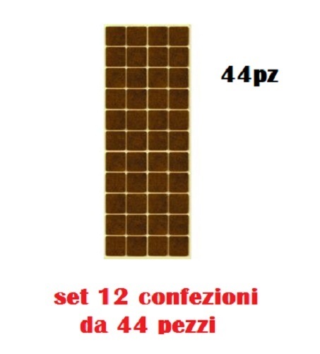 Set 12 Confezioni da 44 Feltrini Sedie Tavoli Adesivi Quadrati 2x2cm moc