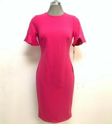 

Женское платье-футляр с рукавами Calvin Klein, вишнёвый,  лет, Cerise