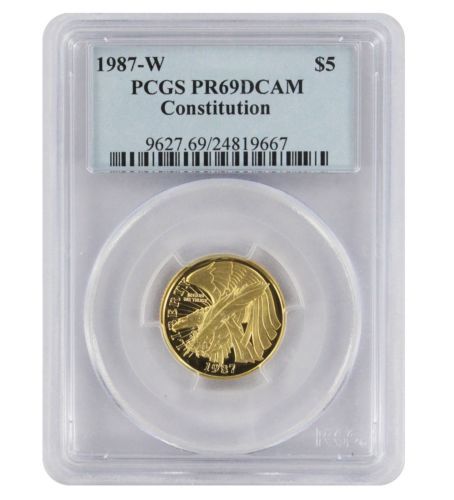 1987-W Gold $5 US 200th anniv. Constitution Commemorative