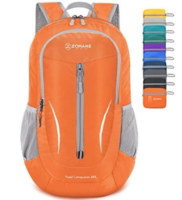  Ultra Lightweight Packable Backpack 25L - Foldable Hiking Small Orange