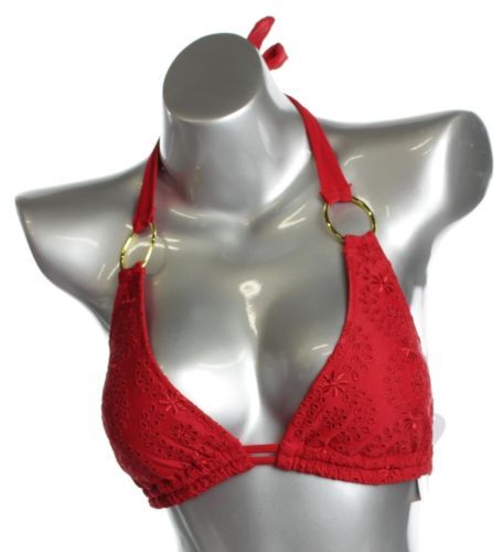 Jessica Simpson Women's Pretty in Pique Tie-Front Bikini Top (Femme, Small/D
