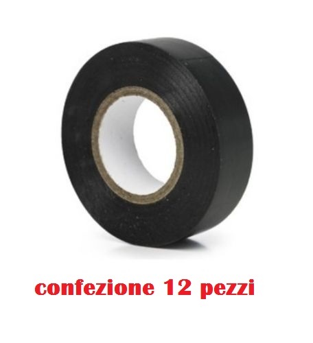 Set 12 Pezzi Nastro Isolante Nero 20 metri Elettricista Fai Da Te Pvc moc