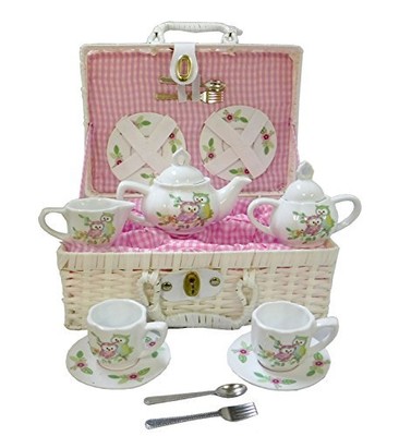 Delton Products Owls Children's Tea Set with Basket