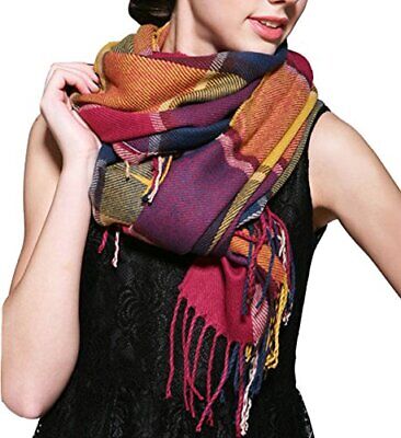 Womens Scarves Warm Long Gird Shawl Wraps Wool Spinning Large Scarf Colours