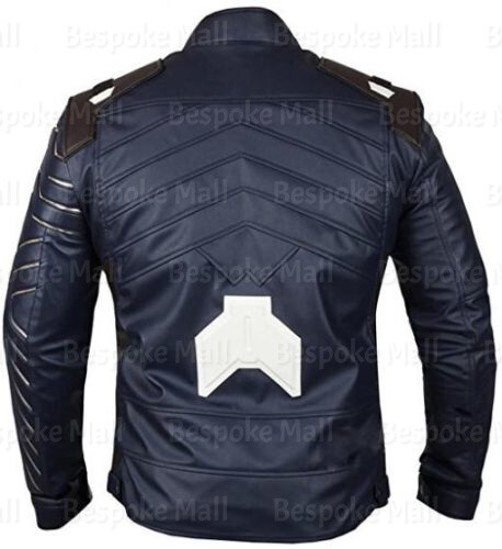 Pre-owned Handmade Men's Avengers Infinity War Bucky Barnes Movi Blue Sheep Leather Jacket-512