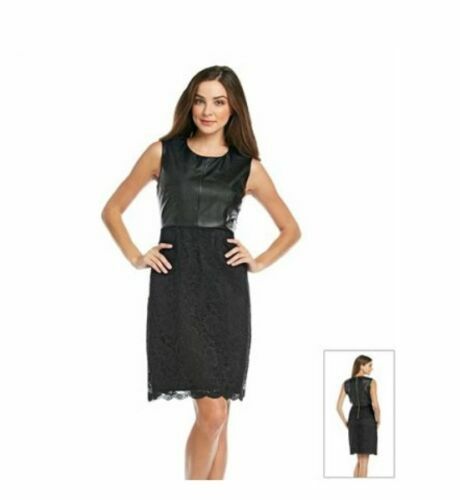 

Calvin Klein NWT Элегантный черный топ из искусственной кожи и кружевная юбка, размер, Elegant