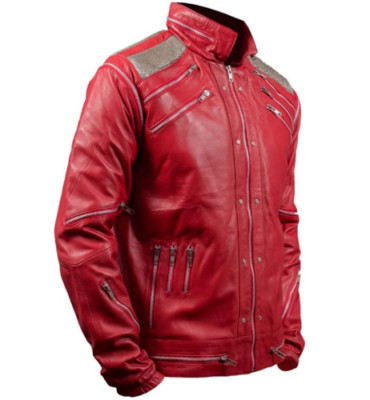 Michael Jackson Beat it ''MJ Beat it'' Real Leather Jacket with Silver mesh