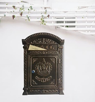 Decorative Lock Mailbox Outdoor Metal Wallmounted Mailbox Vintage Cast Iron Lock