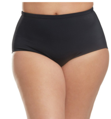 Maxine of Hollywood Plus Size 24W Black Full Coverage Bikini Swim Bottom NWT