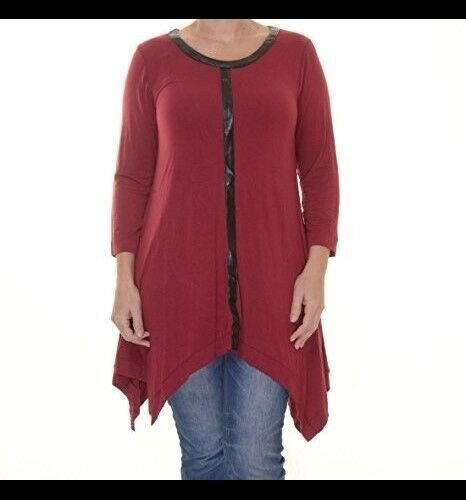 Grace Elements Size Xl Nwt Biking Red Black Faux Leather Trim