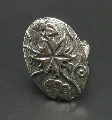 Sterling Silver Ring Stamped Solid 925 Flower Adjustable Size Handmade Empress