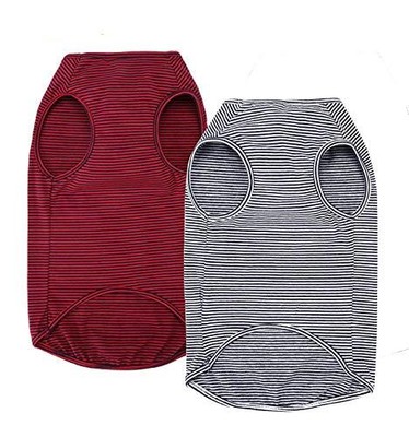 Dog Summer T-Shirts Striped Small (Pack of 1) Black+Red(1 Pack include 2 pcs)