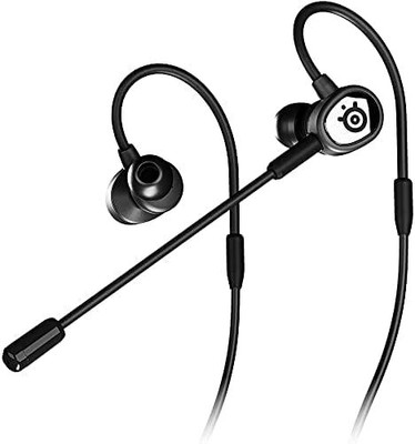 Gaming earphones, detachable microphone, Tusq, noise canceling, ear hooks, black