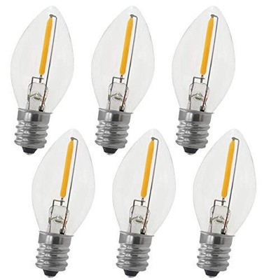 LED Night Light Bulbs C7, 0.6W Equivalent to 7W White Warm 2700K, E12 Base, 6PCS