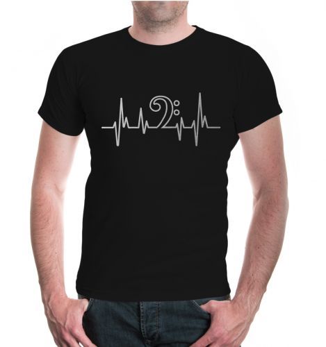  Herren Unisex Kurzarm T-Shirt Musikfrequenz-Bassschlüssel F-Schlüssel Tonleiter